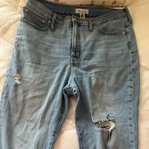 Madewell Light wash torn straight leg jeans
